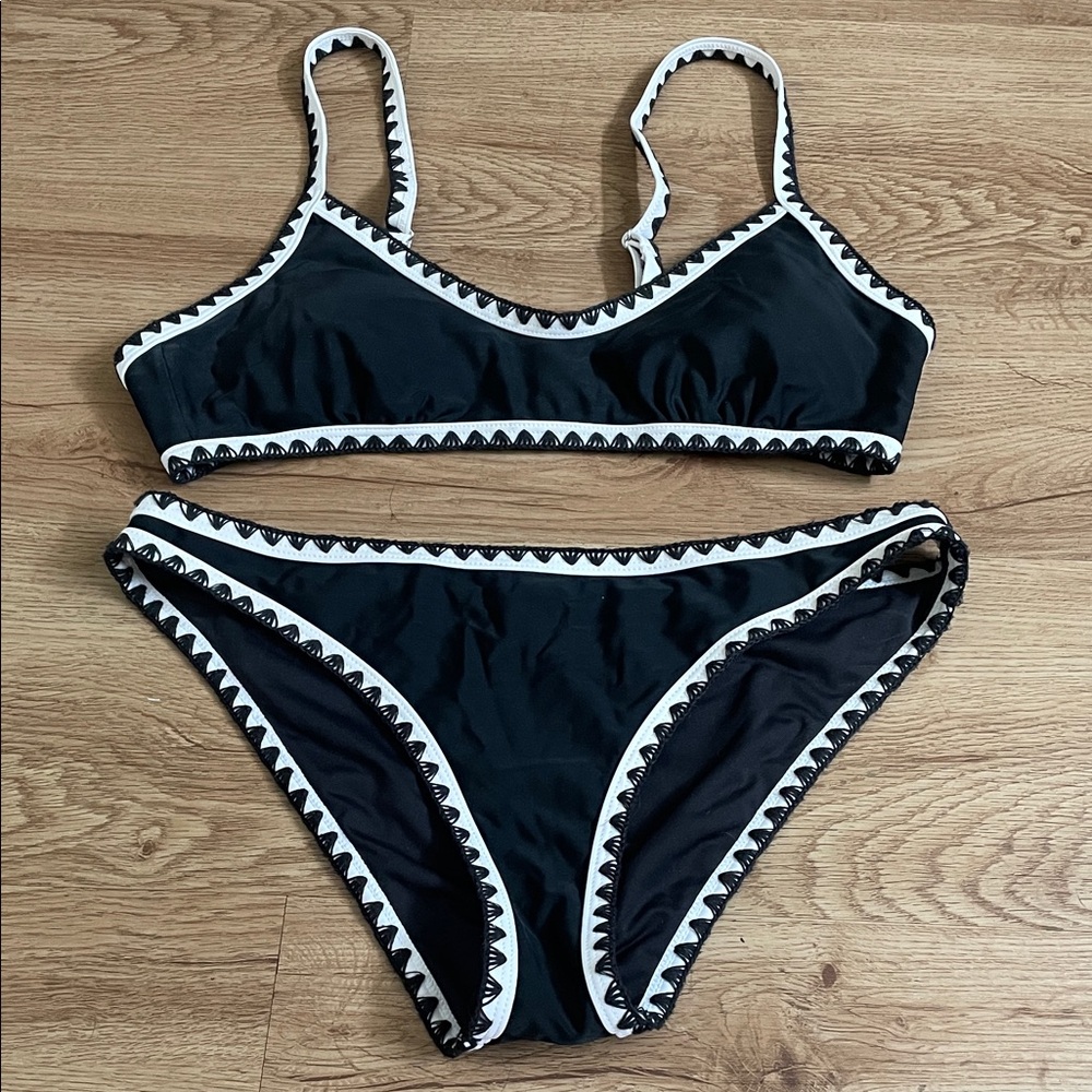 Black Bikini Set with White Trim